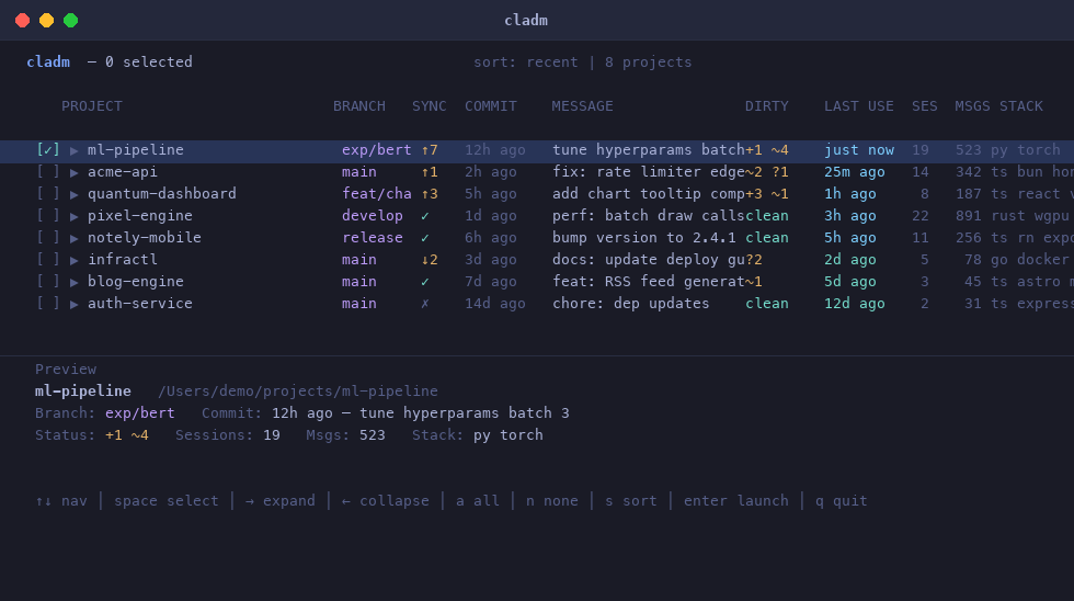 Project list view